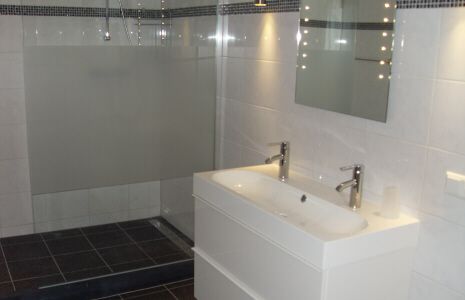 Badkamer: douche en wastafel
